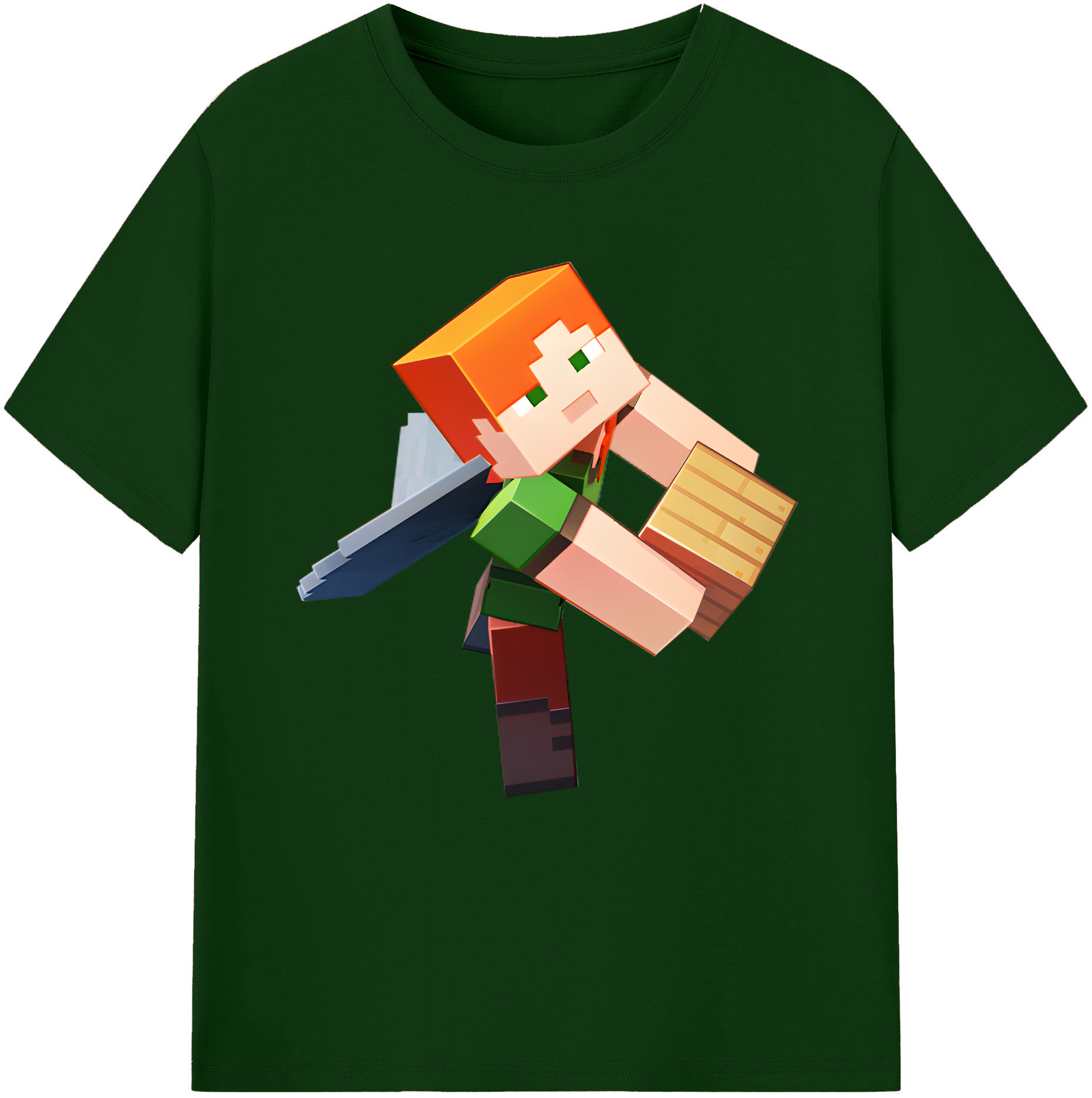 （画像用） マインクラフト ブロックの世界 Minecraft MC Block world 綿100％半袖Tシャツ（フロントプリント）